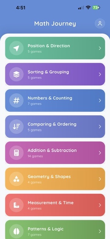 Matio category home screen